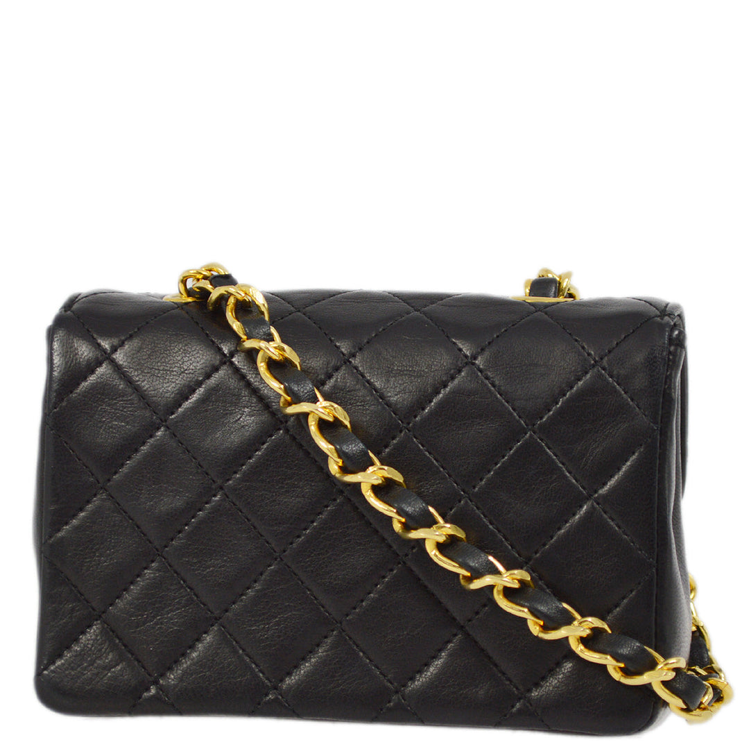 Top Quality Chanel Black Lambskin Straight Flap Chain Shoulder Bag