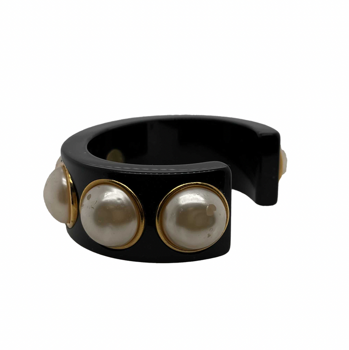 Chanel - Vintage Large Pearl Resin Cuff - Black - Bracelet