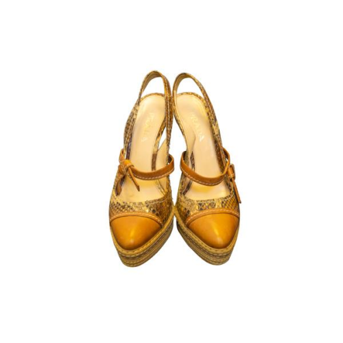 Prada snakeskin slingback pumps