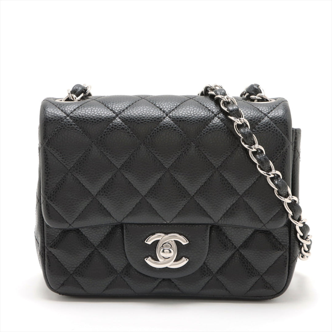 Top Quality Chanel Mini Matrasse Caviar S Single Flap Single Chain Bag Black Silver  19th