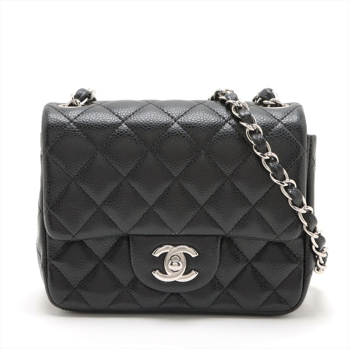 Top Quality Chanel Mini Matrasse Caviar S Single Flap Single Chain Bag Black Silver  19th