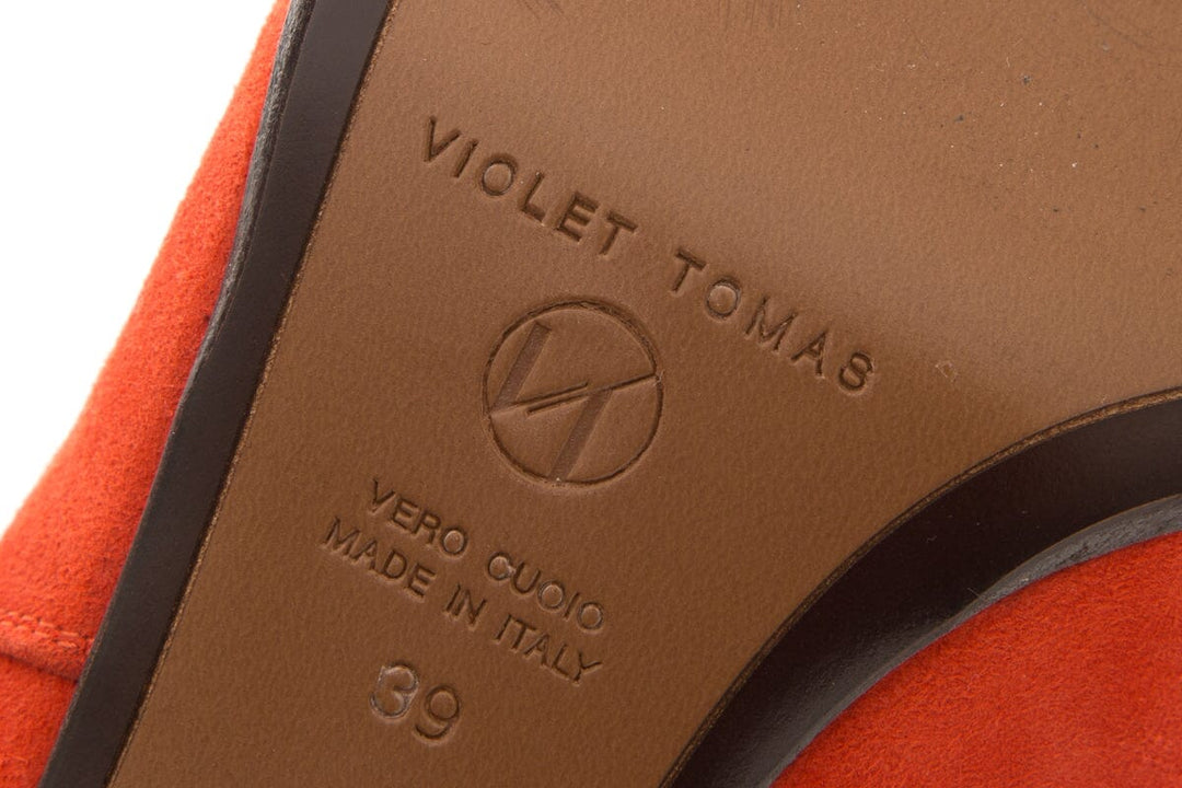 Violet Tomas Orange Suede Boots SZ 39