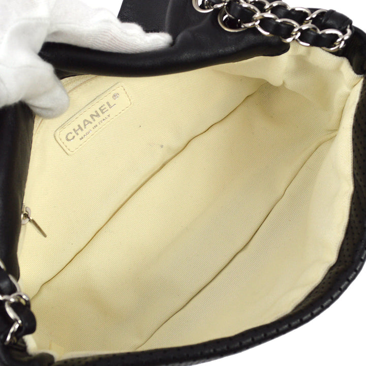 Top Quality Chanel 2008-2009 Black Perforated Lambskin Flap Shoulder Bag