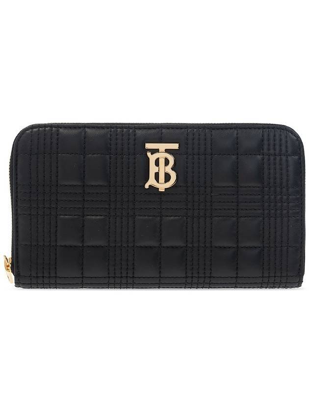 Burberry Quilted Lambskin Lola Zipper Round Long Wallet Black