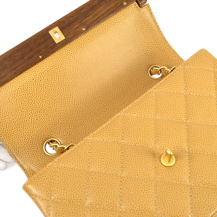 Top Quality Chanel 2003-2004 Beige Caviar Straight Flap Shoulder Bag