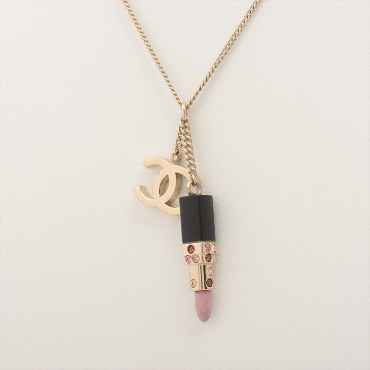 Top Quality Chanel Coco 08A Necklace GP  Linestone G √ó Pink Lip Rose Motif