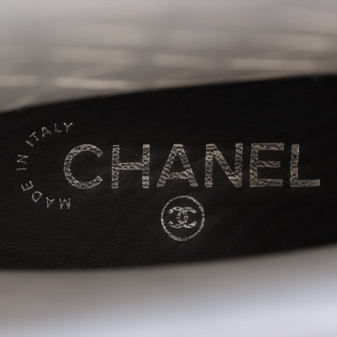 Top Quality Chanel Coco Laver Rain Boots 35  Black x Beige Upper Inside Head Yogurt at