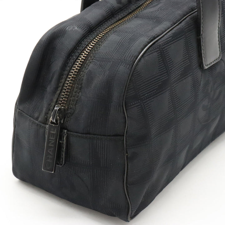 Top Quality Chanel New Label Line Mini Boston Bag Nylon Jaguar Black Black A15828