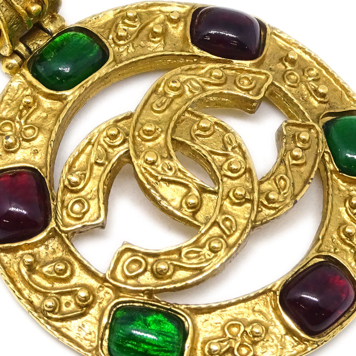 Top Quality Chanel Gripoix Gold Chain Pendant Necklace 04A