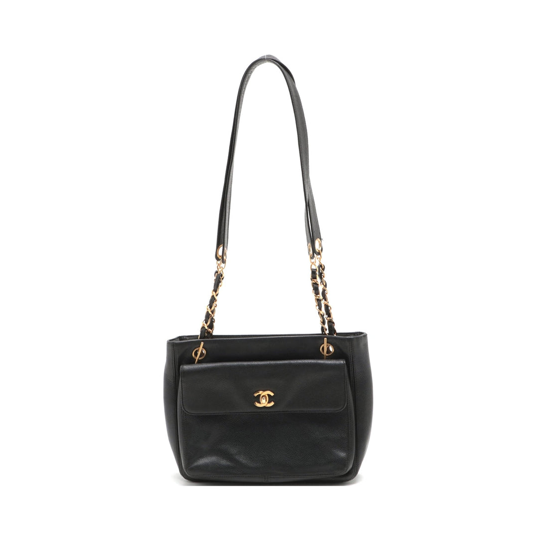 Top Quality Chanel Coco Caviar S Tote Bag Black Gold  4th