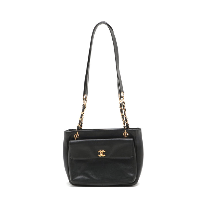 Top Quality Chanel Coco Caviar S Tote Bag Black Gold  4th
