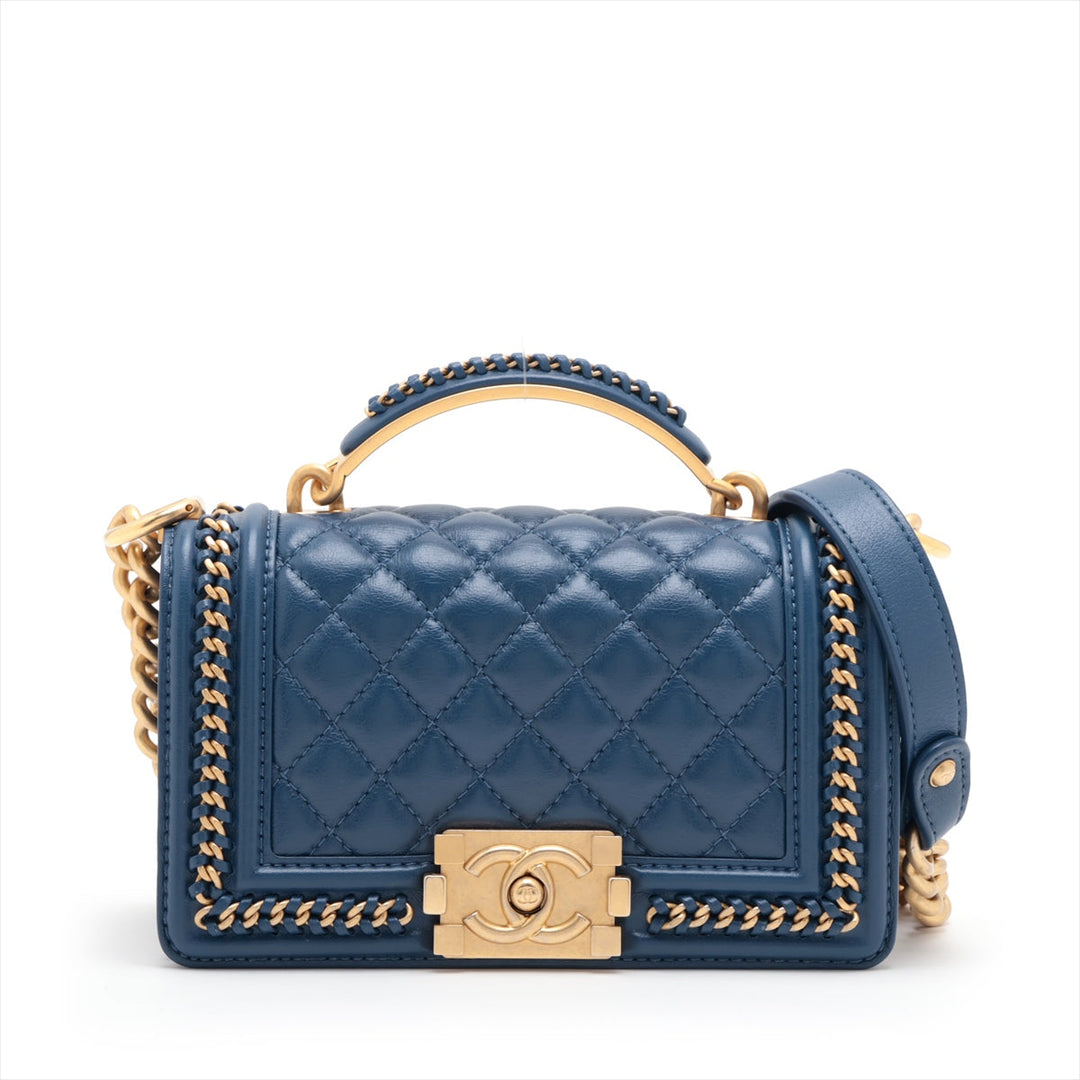 Top Quality Chanel Boy Top Quality Chanel 20 Small Chain Leather Shoulder Bag Blue G  A67085