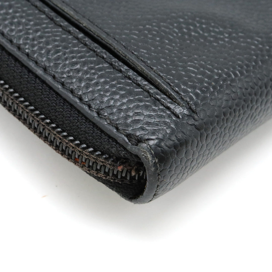 Top Quality Chanel Long Zip Wallet in Black Caviar Leather A13228