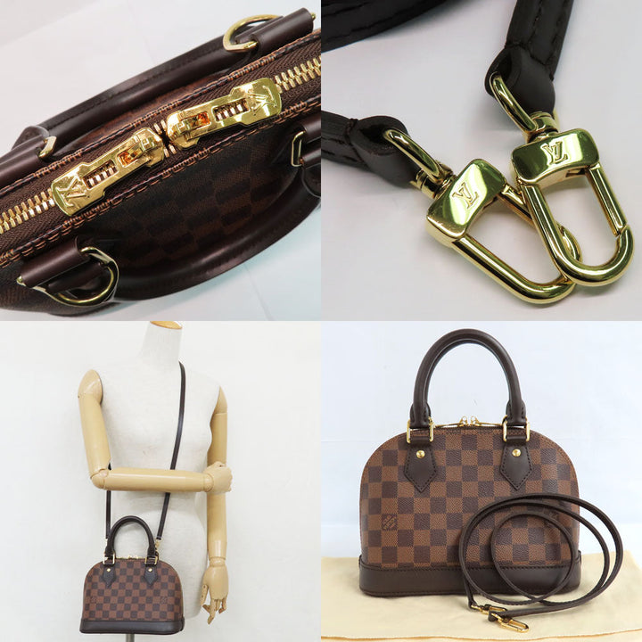 Louis Vuitton ALMA BB N41221 Damier Evene Handbag 2WAY Shoulder Bag Crossbody Brown G Gold  Padlock Lugg  Key Leather
