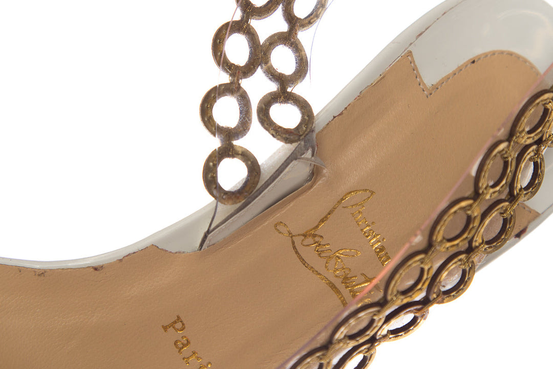 Christian Louboutin White and Gold Pumps SZ 36.5