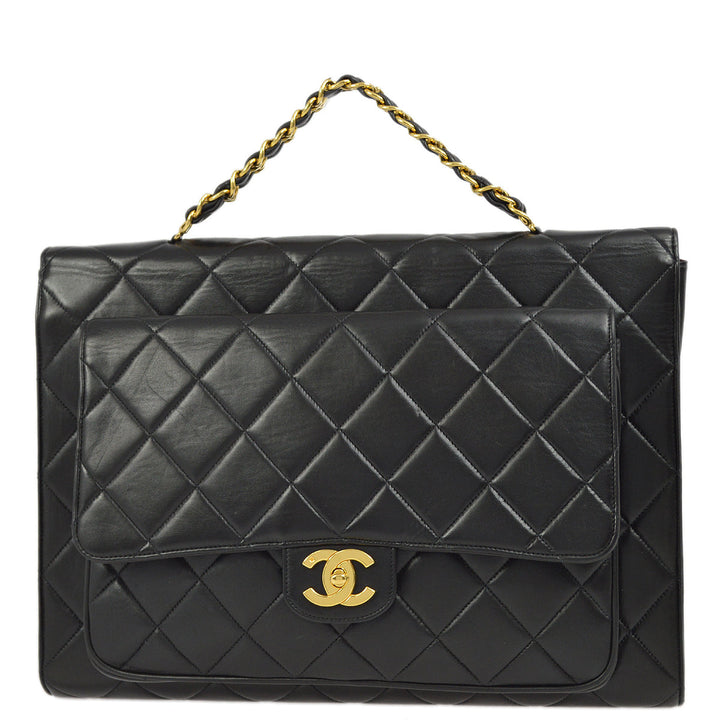 Top Quality Chanel Black Lambskin Briefcase Business Handbag