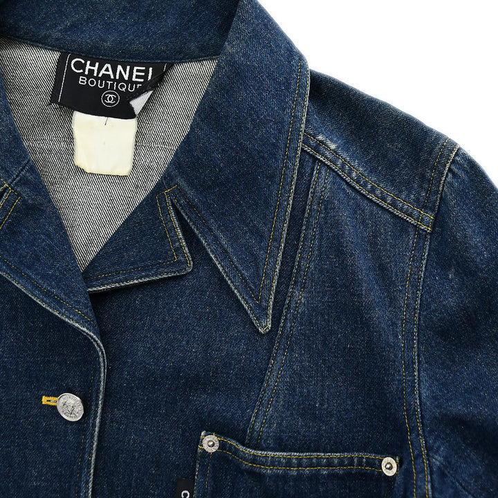 Top Quality Chanel Single Breasted Denim Jacket Indigo