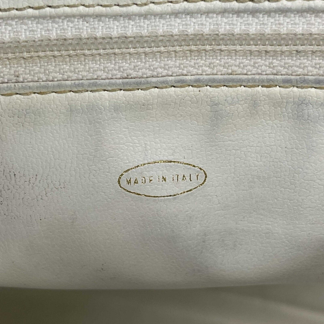 Chanel - Vintage 1994 White Leather Small Chevron Tote / Shoulder Bag