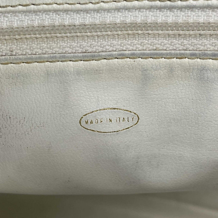 Chanel - Vintage 1994 White Leather Small Chevron Tote / Shoulder Bag