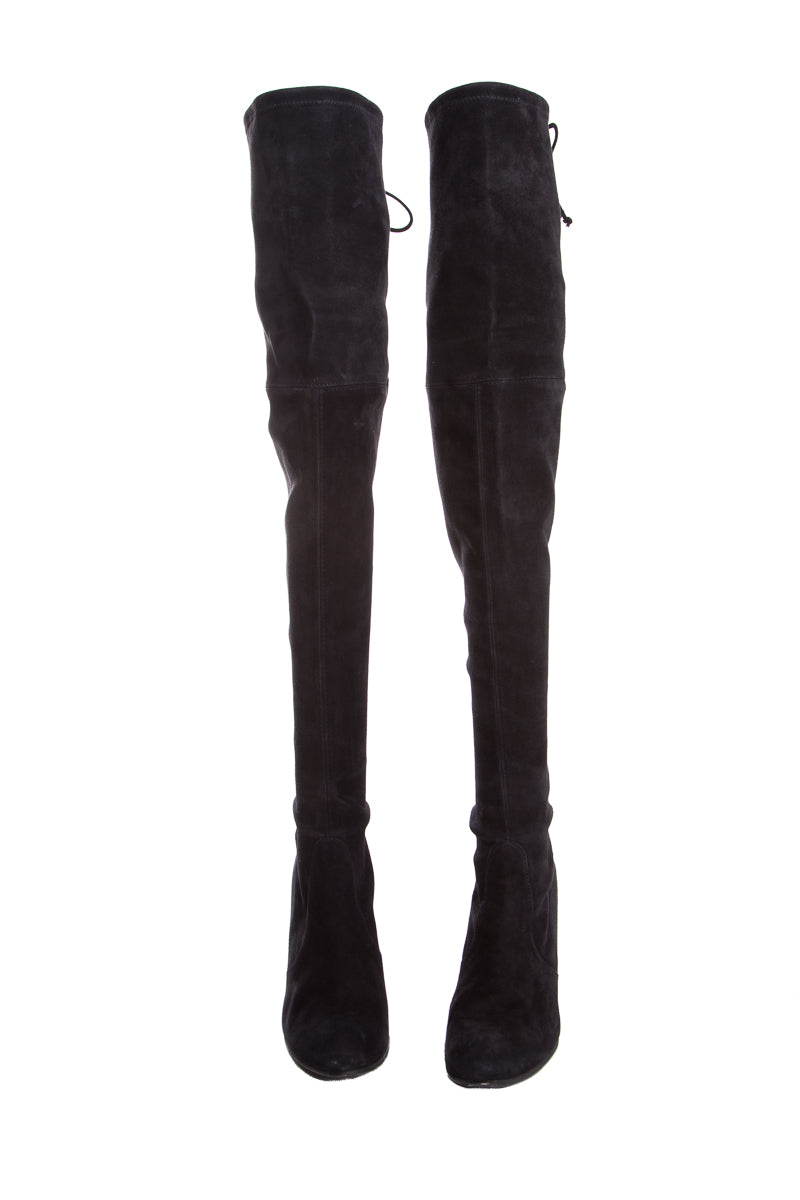 Stuart Weitzman Black Suede Highland Boots SZ 8.5