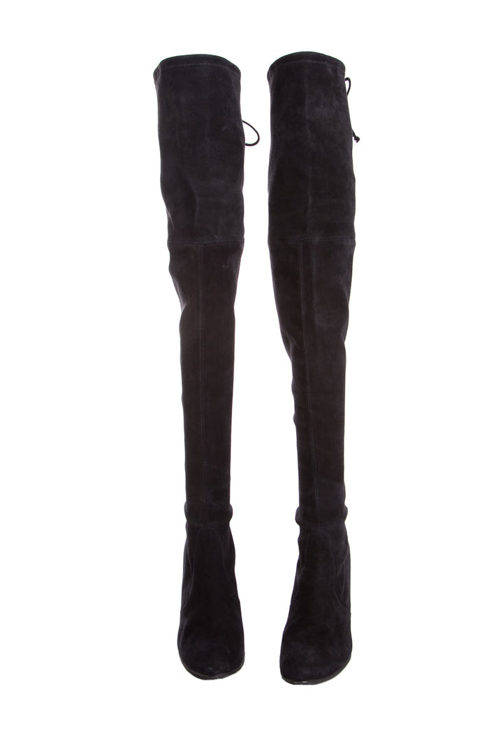 Stuart Weitzman Black Suede Highland Boots SZ 8.5