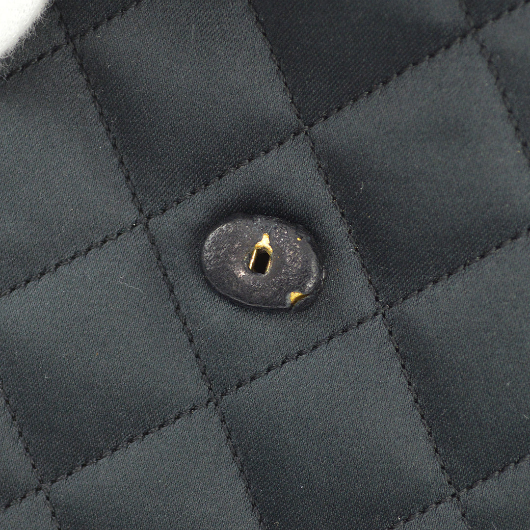Top Quality Chanel Black Satin Rhinestone Chain Shoulder Bag