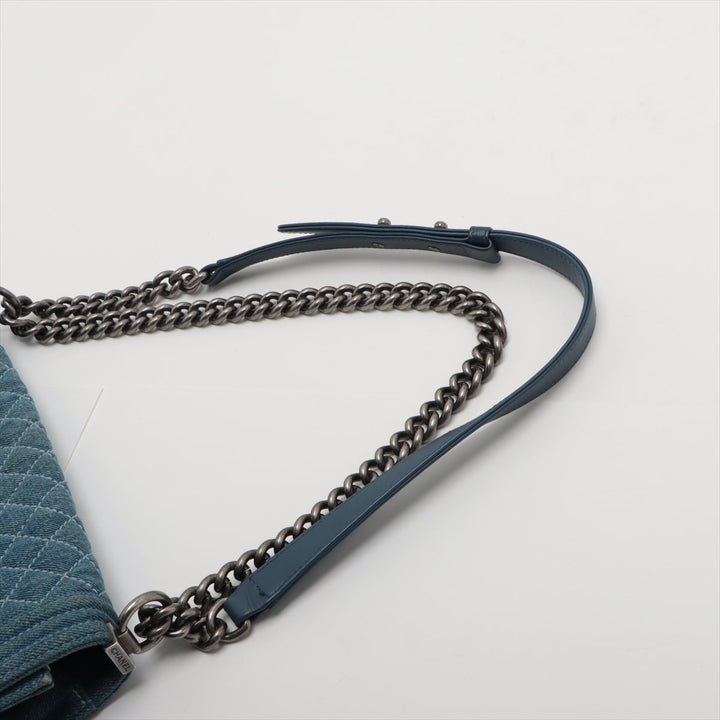 Top Quality Chanel Navy Denim Chain Shoulder Bag