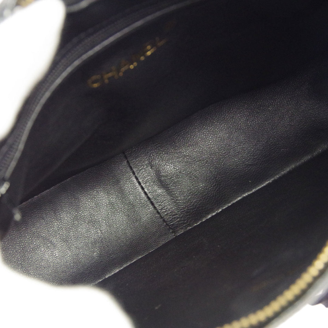 Top Quality Chanel * 1989-1991 Black Lizard Camera Bag Small Shoulder Bag
