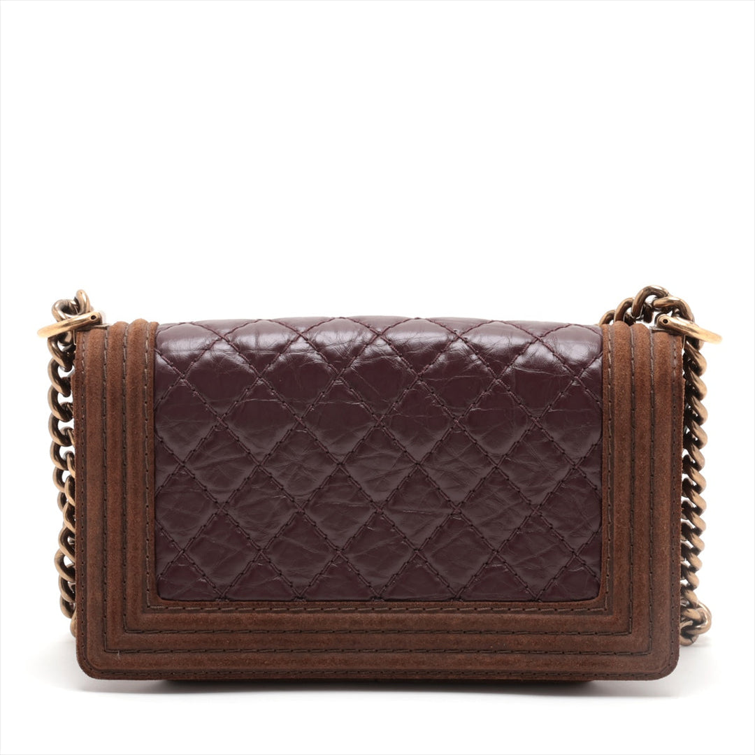 Top Quality Chanel Boy Top Quality Chanel Leather X Chain Shoulder Bag Bordeaux X Brown G  18th
