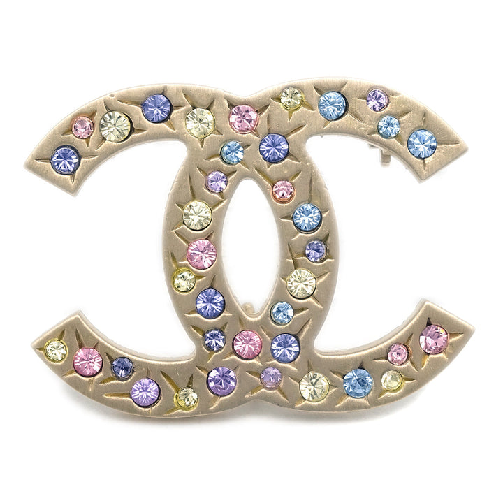 Top Quality Chanel Rhinestone Brooch Pin Gold