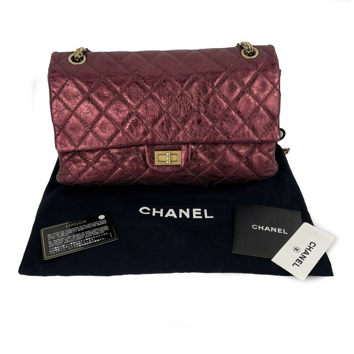 Chanel - Metallic Quilted Calfskin 2.55 Reissue 227 Double New - Maroon