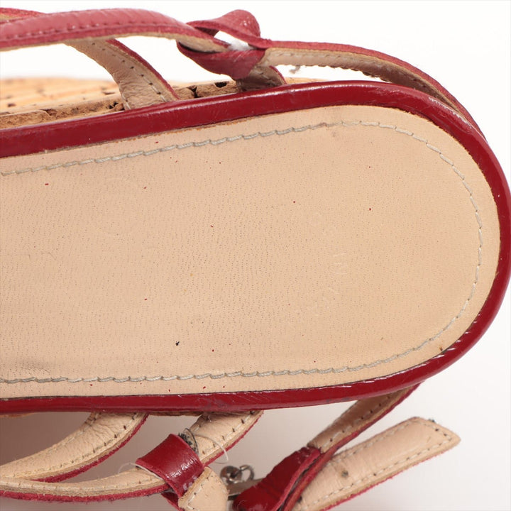Top Quality Chanel Patent Leather Sandal 35 1/2  Red Ride