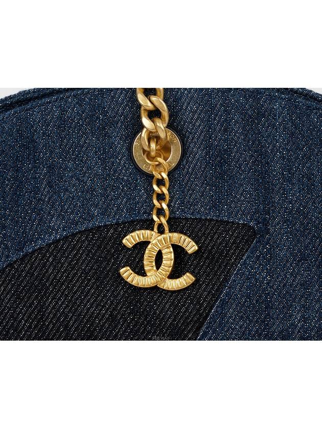 Denim Large CC Shopping Tote Bag Blue Black 74164 Chanel