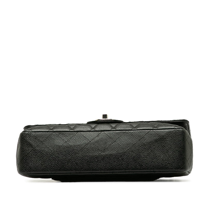 Top Quality Chanel Matrace 25 Cocomark Double Flap ilver  Chain Shoulder Bag Black Caviar S  CHANEL