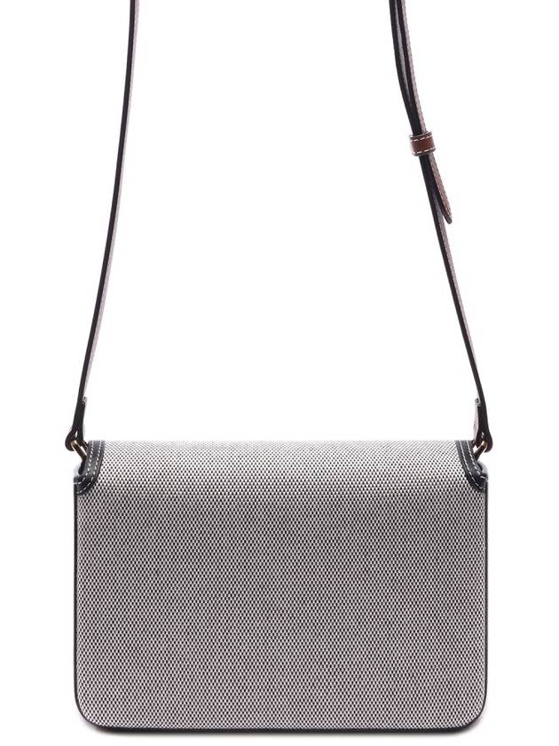 Burberry Horseferry Print Cotton Canvas Leather Cross Bag Black