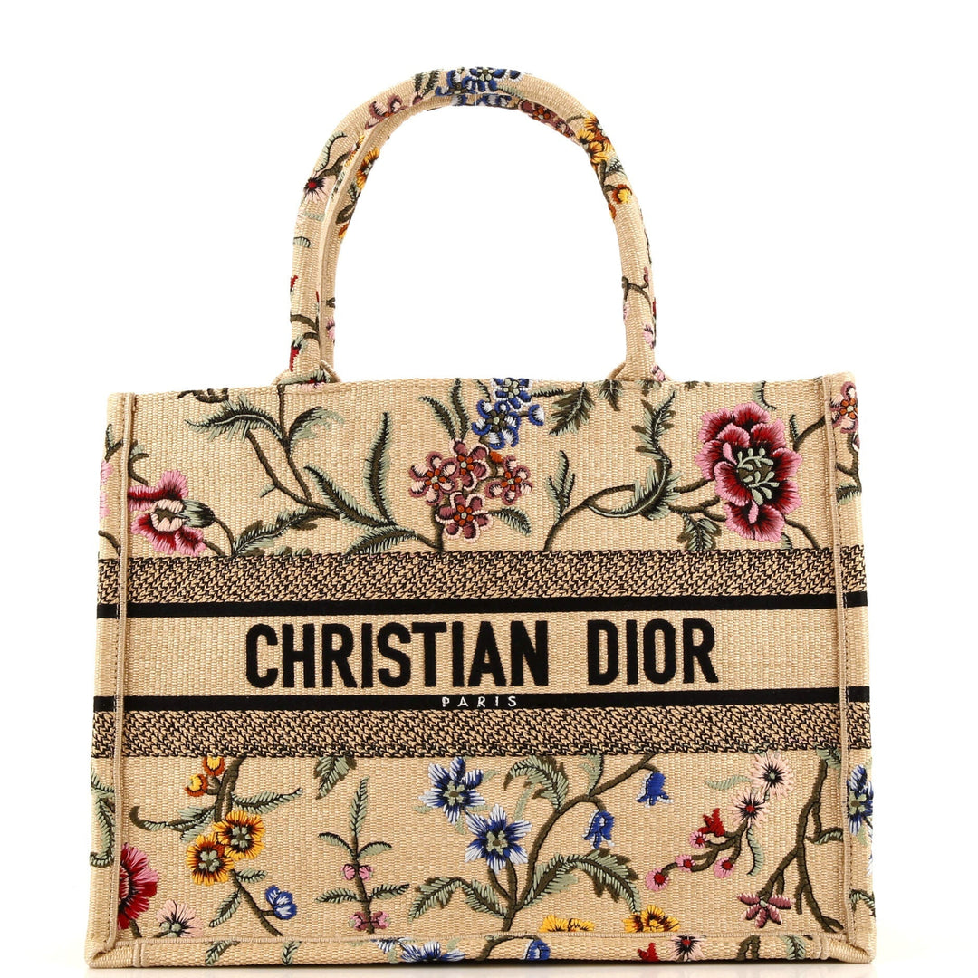 Top quality Dior Book Tote Embroidered Raffia Medium