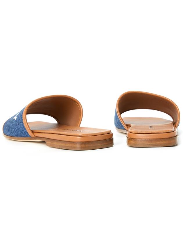 Burberry Logo Print Denim Slipper Sandals Blue
