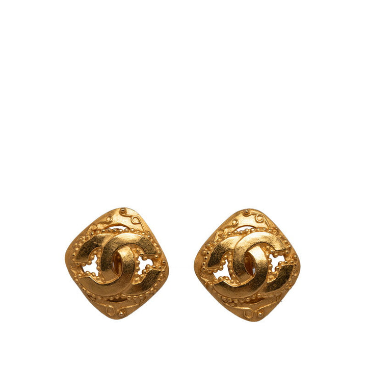 Top Quality Chanel Vintage Cocomark Flower Card Earring Gold Makeup Ladies Chanel
