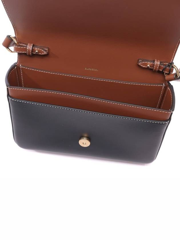 Burberry Horseferry Print Cotton Canvas Leather Cross Bag Black