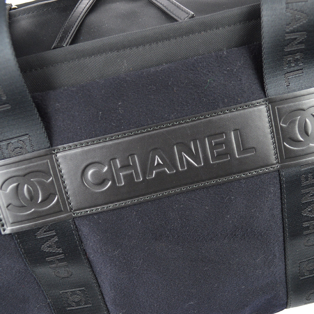 Top Quality Chanel Black Felt Sport Line Duffle Gym Bag