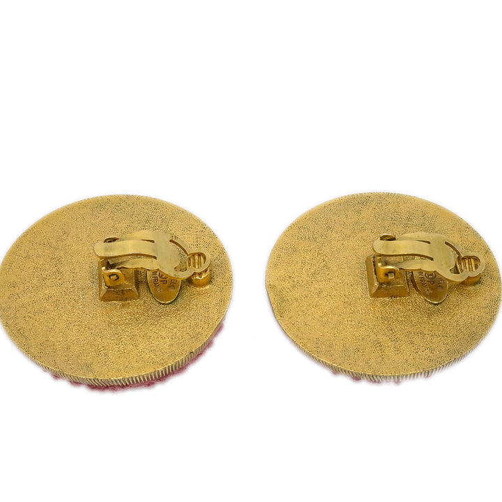 Top Quality Chanel Button Earrings Clip-On Pink 24