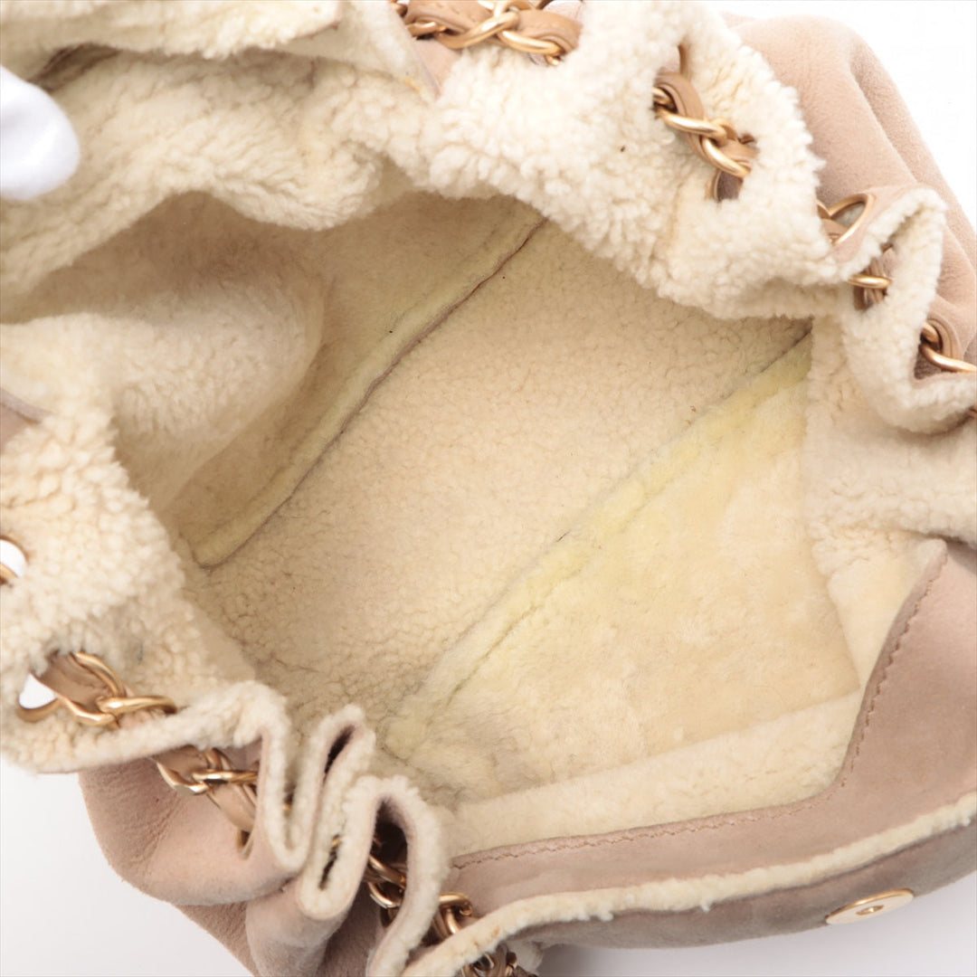 Top Quality Chanel Coco Mouton Chain Shoulder Bag Beige Gold  7th