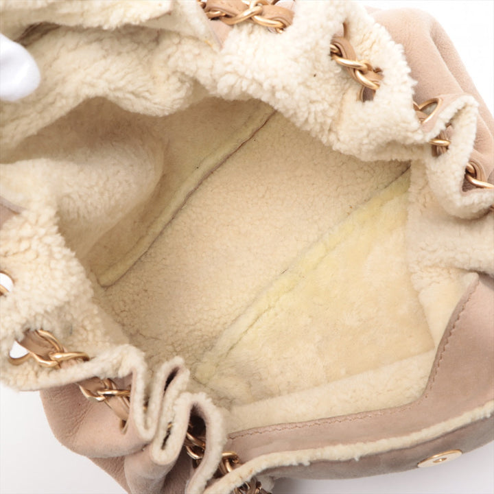Top Quality Chanel Coco Mouton Chain Shoulder Bag Beige Gold  7th