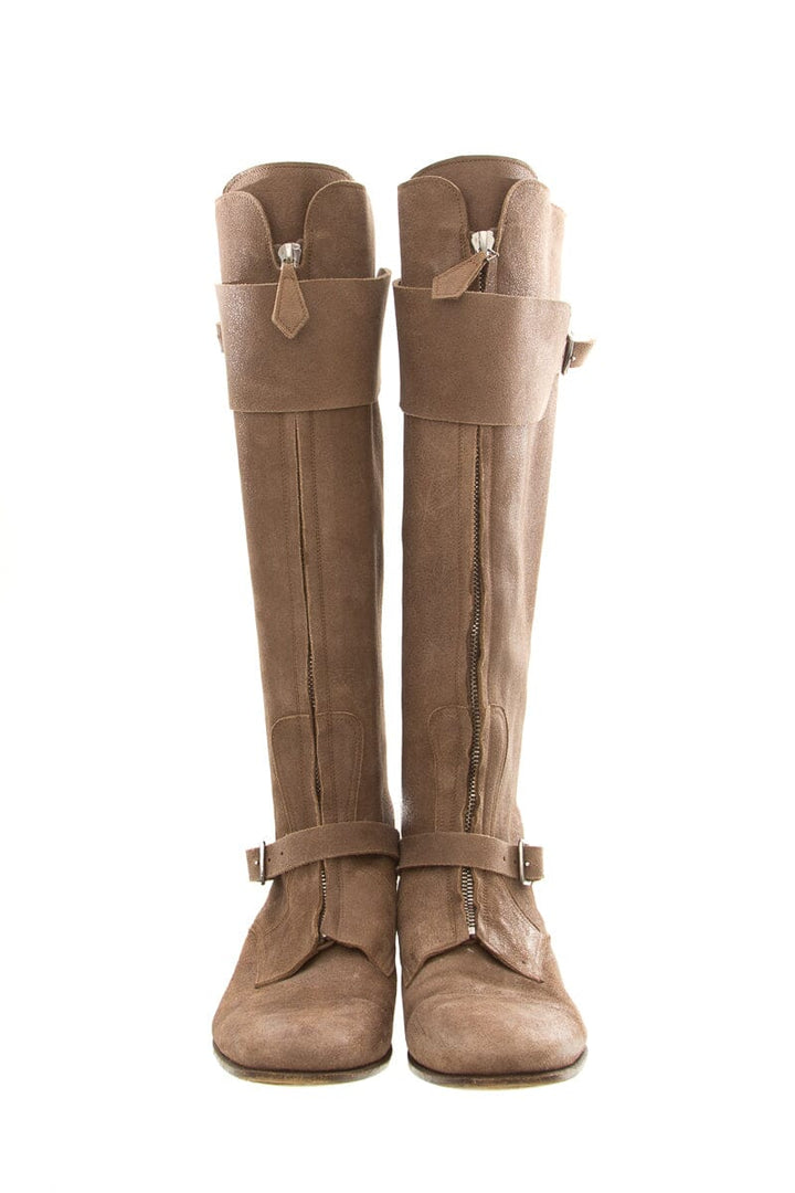 Hermès JUMPING SUEDE Beige Riding Boots SZ 38.5