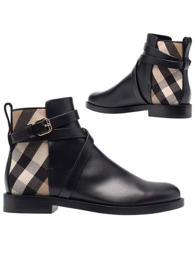 Burberry House Checked Leather Chelsea Boots Black