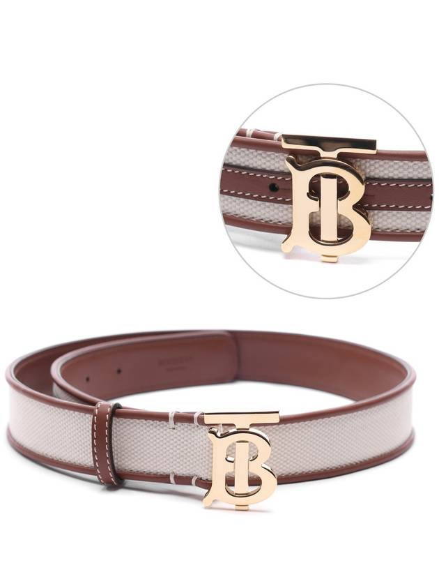 Burberry WoMen's TB Monogram Logo Leather Belt Beige