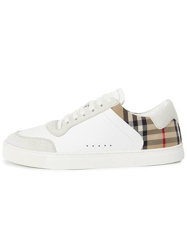 Burberry Check Leather Suede Sneakers Natural White Archive Beige
