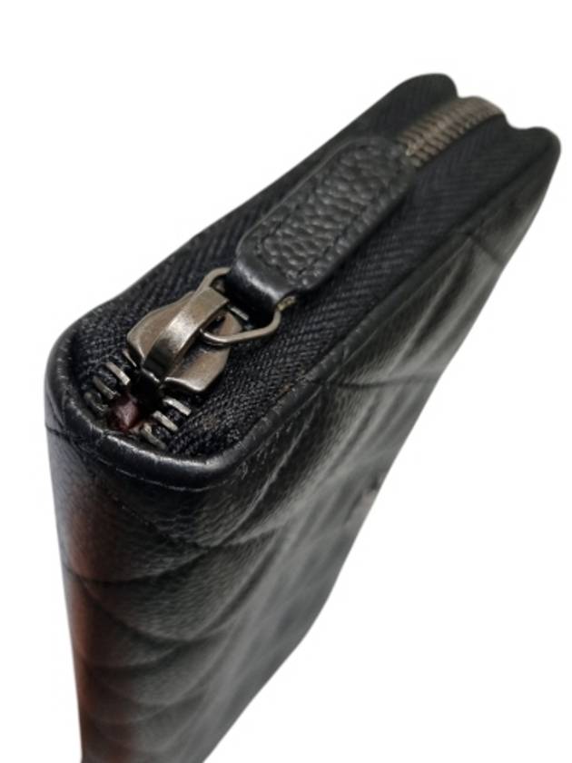 A82370 Classic Vintage Silver Black Caviar Zipper Long Wallet Chanel