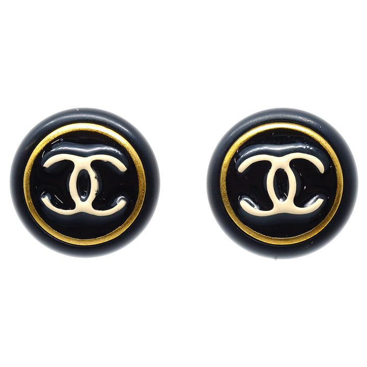 Top Quality Chanel Button Earrings Black 97P
