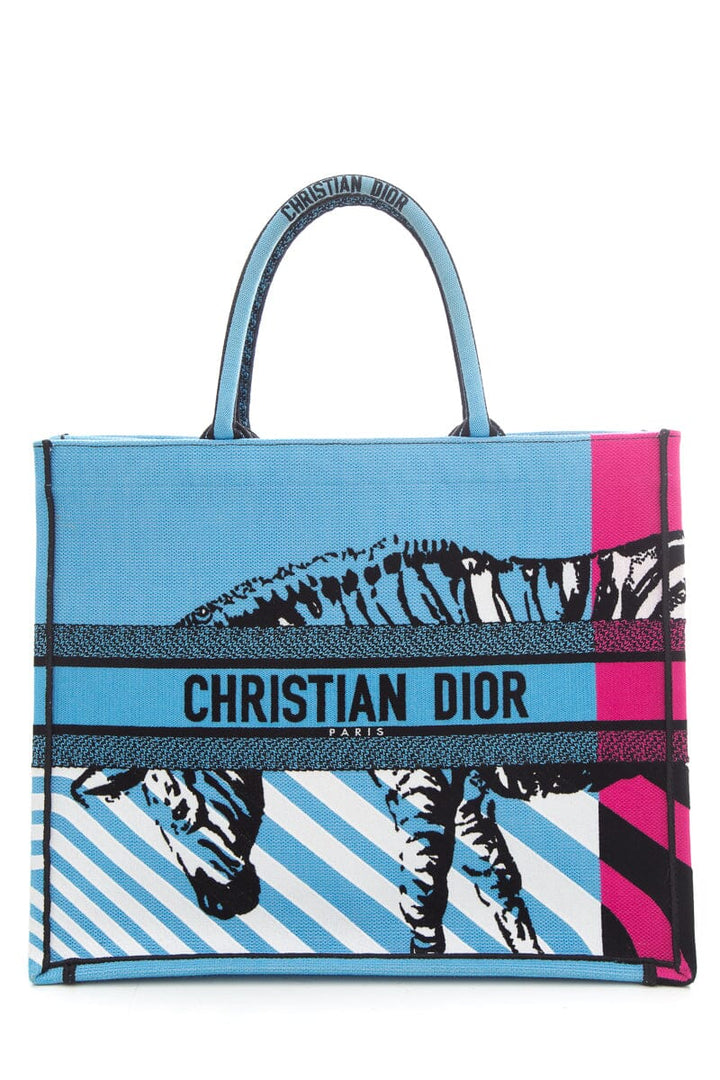 Christian Top quality Dior Pink &  Blue Zebra Printed Book Tote